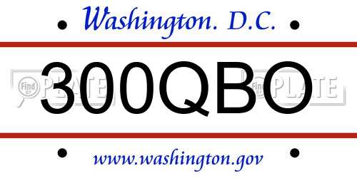 300QBO District Of Columbia License Plate
