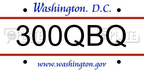 300QBQ District Of Columbia License Plate