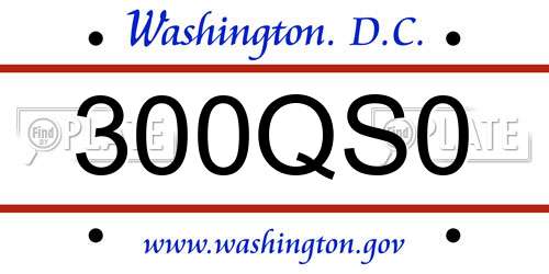300QS0 District Of Columbia License Plate