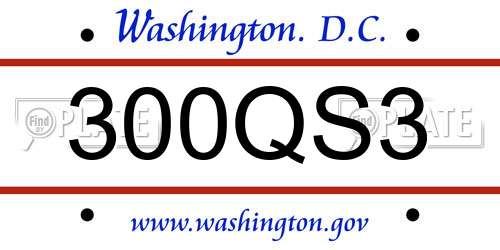 300QS3 District Of Columbia License Plate