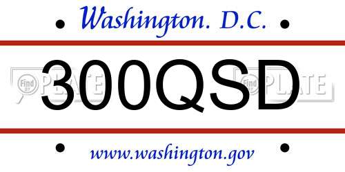 300QSD District Of Columbia License Plate