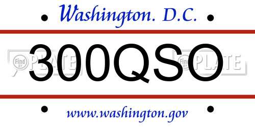 300QSO District Of Columbia License Plate