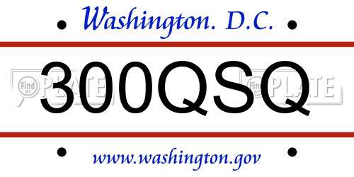 300QSQ District Of Columbia License Plate
