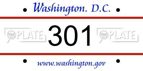 301 District Of Columbia License Plate