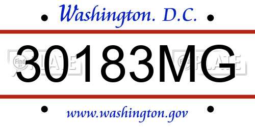 30183MG District Of Columbia License Plate