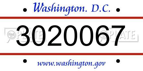 3020067 District Of Columbia License Plate