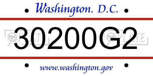 30200G2 District Of Columbia License Plate