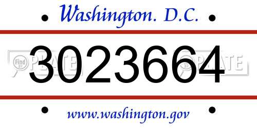 3023664 District Of Columbia License Plate