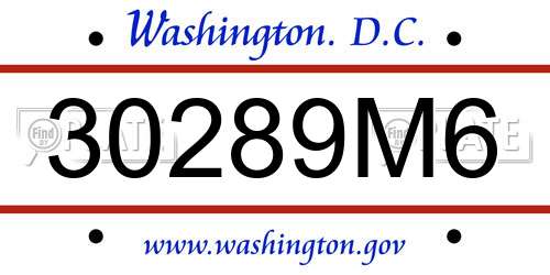 30289M6 District Of Columbia License Plate