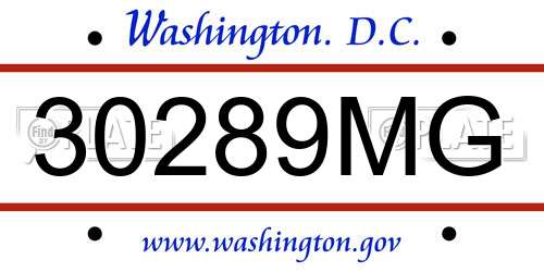 30289MG District Of Columbia License Plate