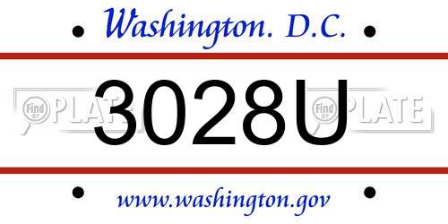 3028U District Of Columbia License Plate
