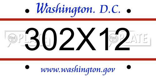 302X12 District Of Columbia License Plate