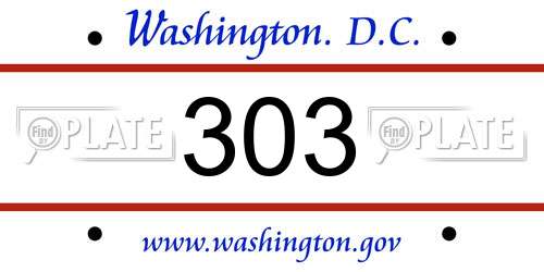 303 District Of Columbia License Plate