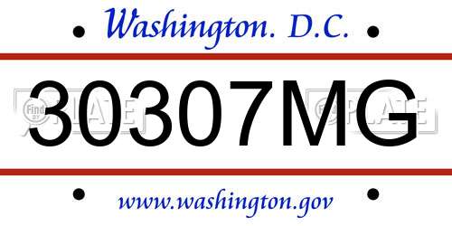 30307MG District Of Columbia License Plate