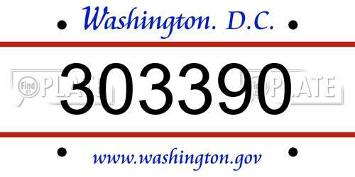 303390 District Of Columbia License Plate