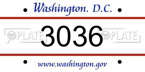3036 District Of Columbia License Plate