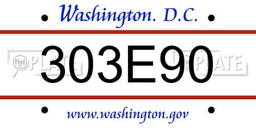 303E90 District Of Columbia License Plate