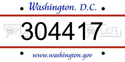 304417 District Of Columbia License Plate