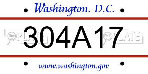 304A17 District Of Columbia License Plate