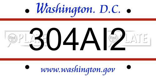 304AI2 District Of Columbia License Plate