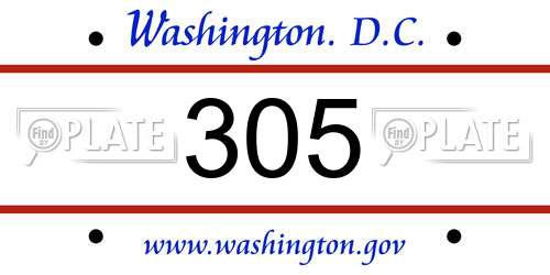 305 District Of Columbia License Plate