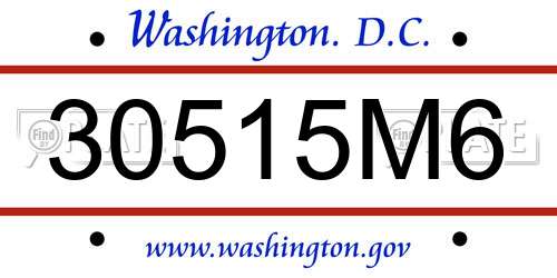 30515M6 District Of Columbia License Plate
