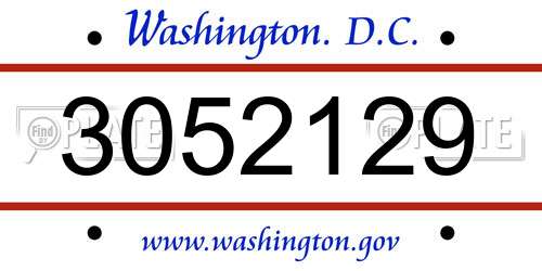 3052129 District Of Columbia License Plate