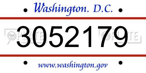 3052179 District Of Columbia License Plate