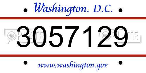 3057129 District Of Columbia License Plate