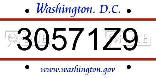 30571Z9 District Of Columbia License Plate