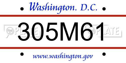 305M61 District Of Columbia License Plate