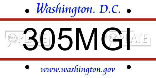 305MGI District Of Columbia License Plate
