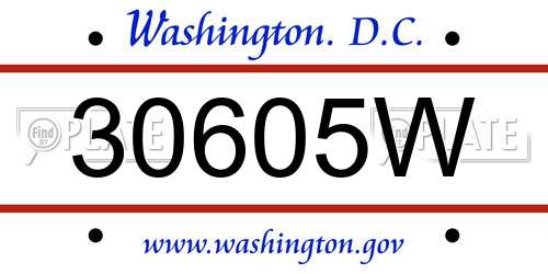30605W District Of Columbia License Plate