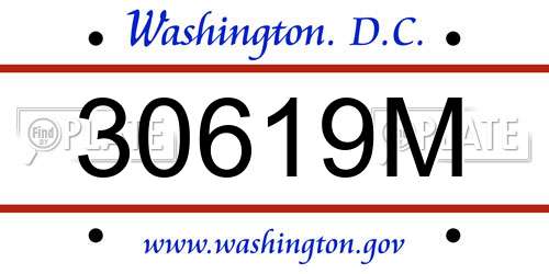 30619M District Of Columbia License Plate