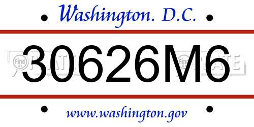 30626M6 District Of Columbia License Plate
