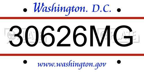 30626MG District Of Columbia License Plate