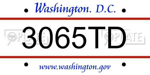 3065TD District Of Columbia License Plate