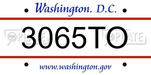 3065TO District Of Columbia License Plate