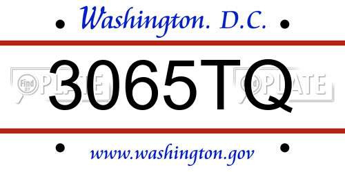 3065TQ District Of Columbia License Plate