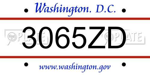 3065ZD District Of Columbia License Plate