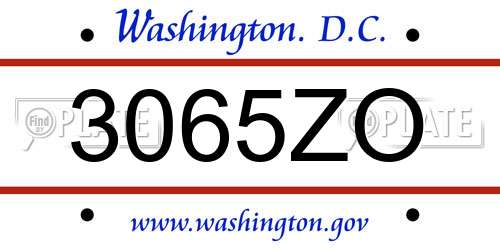 3065ZO District Of Columbia License Plate