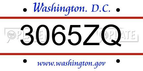 3065ZQ District Of Columbia License Plate
