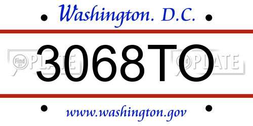 3068TO District Of Columbia License Plate