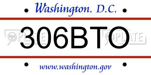 306BTO District Of Columbia License Plate