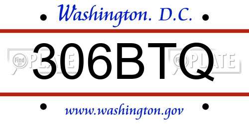 306BTQ District Of Columbia License Plate