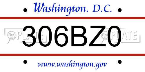 306BZ0 District Of Columbia License Plate