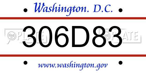 306D83 District Of Columbia License Plate