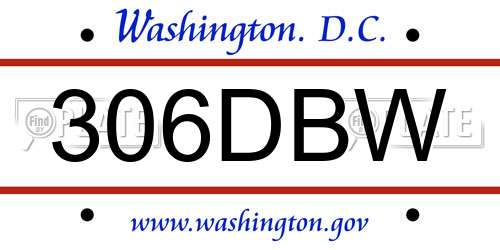 306DBW District Of Columbia License Plate