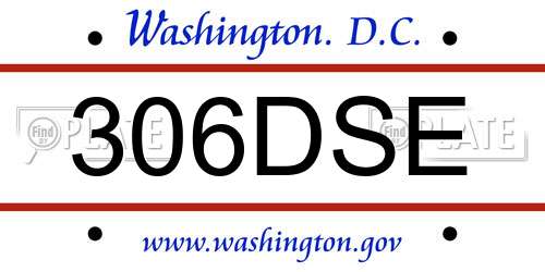 306DSE District Of Columbia License Plate