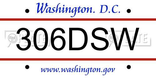 306DSW District Of Columbia License Plate